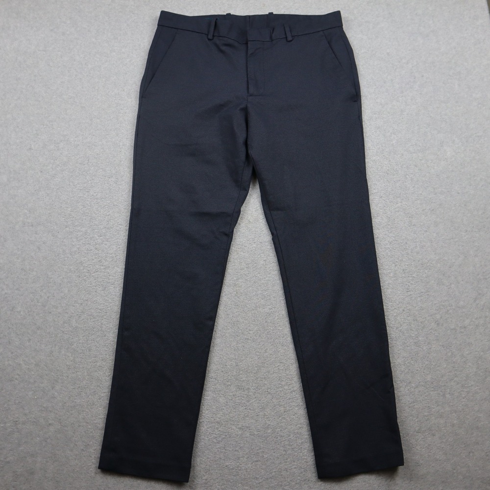 Perry Ellis Dress Pants Mens 32x30 Very Slim Fit Navy Blue Textured Flat Front